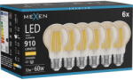 Mexen Vintis 6x LED филамент крушка E27, A60, 10W, Топла - 2700K, 910 lm, кехлибарена (L150-E27-1027-50x06)