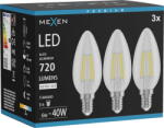 Mexen Vintis 3x LED нажежаема лампа E14, C35, 6W, Неутрална - 4000K, 720 lm, прозрачна (L154-E14-0640-00x03)