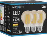 Mexen Vintis 3x LED филамент крушка E27, A60, 12W, Топъл - 2700K, 1125 lm, кехлибар (L150-E27-1227-50x03)