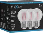 Mexen Vintis 3x LED филамент крушка E27, G45, 4W, 55 lm, червен - L156-E27-04XX-45x03 (L156-E27-04XX-45x03)