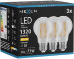 Mexen Vintis 3x LED филаментна крушка E27, A60, 10W, Топъл - 2700K, 1320 lm, прозрачен (L150-E27-1027-00x03)