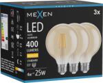 Mexen Vintis 3x LED филаментна крушка E27, G95, 4W, Топла - 2700K, 400 lm, кехлибар (L157-E27-0427-50x03)