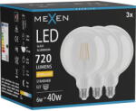 Mexen Vintis 3x LED лампа с нажежаема жичка E27, G125, 6W, Топла - 2700K, 720 lm, прозрачна (L158-E27-0627-00x03)