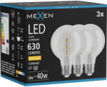 Mexen Vintis 3x LED крушка със спираловиден нажежаем елемент E27, G80, 6W, Топла - (L165-E27-0627-00x03)