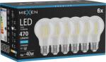 Mexen Vintis 6x Филаментна LED Крушка E27, A60, 4W, Студена - 6500K, 470 lm, прозрачна (L150-E27-0465-00x06)