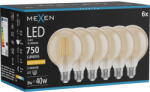 Mexen Vintis 6x LED филамент крушка E27, G95, 8W, Топла - 2200K, 750 lm, кехлибар (L157-E27-0822-50x06)