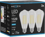 Mexen Vintis 3x LED филаментна крушка E27, ST64, 10W, Студено - 6500K, 1320 lm, прозрачно - (L152-E27-1065-00x03)