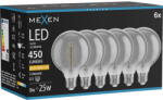 Mexen Vintis 6x LED филaмeнтнa крушкa спирала E27, G95, 8W, Топло - 2200K, 450 lm, димнa (L167-E27-0822-70x06)
