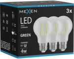 Mexen Vintis 3x LED филамент крушка E27, A60, 4W, 55 lm, зелена - L150-E27-04XX-46x03 (L150-E27-04XX-46x03)