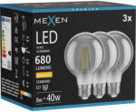Mexen Vintis 3x LED крушка с нажежаема жичка E27, G80, 8W, Топла - 2700K, 680 lm, опушена (L155-E27-0827-70x03)