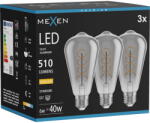 Mexen Vintis 3x LED спираловидна нажежаема жичка E27, ST64, 6W, Топла - 2700K, 510 lm, димна (L162-E27-0627-70x03)