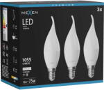 Mexen Nova 3x LED крушка пламък E14, C37, 10W, Неутрална - 4000K, 1055 lm - L106-E14-1040-01x03 (L106-E14-1040-01x03)