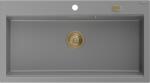 Mexen Slido chiuvetă din granit cu 1 cuvă, 900 x 500 mm, gri, sifon auriu - 6528901005-71-G (6528901005-71-G) Chiuveta