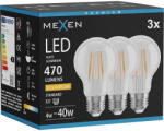 Mexen Vintis 3x LED нажежаема крушка E27, A60, 4W, Топло - 2200K, 470 lm, прозрачно (L150-E27-0422-00x03)