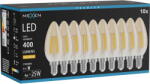 Mexen Vintis 10x LED филамент крушка E14, C35, 4W, Топла - 2200K, 400 lm, кехлибар (L154-E14-0422-50x10)
