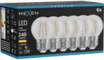 Mexen Vintis 6x LED нажежаема жичка E27, G45, 2W, Топла - 2700K, 240 lm, прозрачна (L156-E27-0227-00x06)