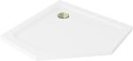 Mexen Flat петстенен тънък душ корито 80 x 80 см, бял, сифон златен - 41P108080-G (41P108080-G)