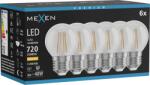 Mexen Vintis 6x LED филамент крушка E27, G45, 6W, Топло - 2700K, 720 lm, прозрачно (L156-E27-0627-00x06)