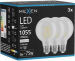 Mexen Vintis 3x LED филаментни крушки E27, G80, 8W, Неутрална - 4000K, 1055 lm, прозрачен (L155-E27-0840-00x03)