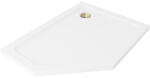 Mexen Flat cadă de duș pentagonală slim dreapta 100 x 90 cm, alb, sifon auriu - 41P109010R-G (41P109010R-G)