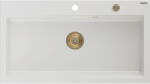 Mexen Slido chiuvetă din granit cu 1 compartiment, 900 x 500 mm, alb, sifon auriu - 6528901005-20-G (6528901005-20-G) Chiuveta