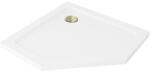 Mexen Flat receveur de duș pentagonal slim 100 x 100 cm, alb, sifon auriu - 41P101010-G (41P101010-G)
