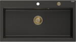 Mexen Slido chiuvetă granitică cu 1 compartiment 900 x 500 mm, negru/auriu metalic, sifon auriu - 6528901005-75-G (6528901005-75-G) Chiuveta