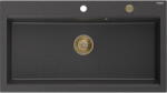 Mexen Slido chiuvetă granit 1-cameră 900 x 500 mm, negru cu pete, sifon auriu - 6528901005-76-G (6528901005-76-G) Chiuveta