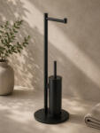 Bemeta Dark álló WC kefe és WC papír tartó 250x730 mm, fekete 104836110 (104836110)