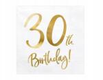 PartyDeco Szalvéta 30. Születésnap Fehér 33X33CM 20DB