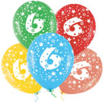 PartyPal Lufi, évszámos csillagos (6) 5 db/csomag/vegyes színekben