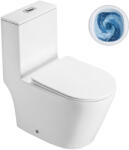 Cerano - Marmo kombinált WC, Double Vortex - örvényöblítés + Slim/SoftClose WC-ülőke - alsó/hátsó kifolyás - fényes fehér - 70x36 cm (CER-680360)