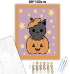  Halloweeni Cica - Halloweeni számfestő készlet - számfestő készlet - 80×100 cm (Keret nélkül)
