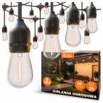 Smartled Kerti fényfüzér 20M 20X E27 Led izzó vízálló kábel (Łańcuch Girlanda 4536)