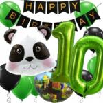 del-sol Szülinapi Lufi Szett Gaming Panda 10-es szám zöld
