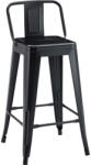 FDY Scaun Bar Cu Spatar Upser Metalic Negru Mat