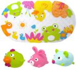 Knorr Toys Set de baie 4 piese, Knorr Toys, include covoras de baie din PVC 69x39 cm si 3 jucarii animalute, 0 Luni+ (KNR 37021)