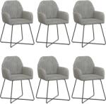 vidaXL Scaune de dining 6 pcs Catifea Gri deschis 55 x 50 x 84 cm GartenMobel Dekor (3428383)