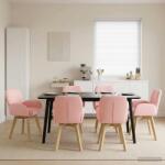 vidaXL Scaune de dining rotative 6 pcs Bouclé Roz 54 x 58 x 87 cm GartenMobel Dekor (3428291)