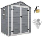 ART Casuta de gradina pentru depozitare unelte, aluminiu si PP, gri, 183x134x210 cm (AR210215)