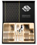  Set tacamuri, stil portughez, 24 piese, argintiu, din otel inoxidabil, modern si elegant, cu finisaj lustruit, compatibil cu masina de spalat vase Tacam