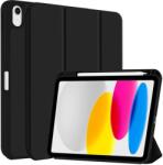  iPad 10.9 2022, iPad 11 2025 A16 készülékhez való 3 részesen hajtható TPU fliptok műbőr tablet tok stylus tartóval (fekete)