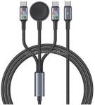 USAMS HUAN adatkábel 3in1 Type-C - 2 Type-C/Apple Watch töltő, 120cm, SZÜRKE (SJ785USB01) (SJ785USB01)