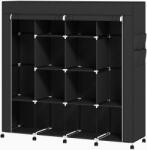 HOMCOM Dulap textil pentru haine, mobilier mobil 10 roți cu 10 compartimente, bare de suspendare, negru | Aosom Romania (850-286V01BK) Garderoba