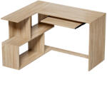 HomCom Birou de colț, 120 x 100 x 76 cm, Birou computer în L cu suport pentru tastatură, 4 compartimente deschise, natural | Aosom Romania (836-629V00AK)