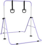 HOMCOM Bară Gimnastică Artistică pentru Copii Reglabilă cu 2 Inele, din Oțel, 148x105x88-128 cm, Mov | Aosom Romania (340-016V00VT)