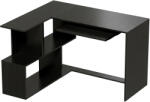 HomCom Birou de Colț, 120 x 100 x 76 cm, Birou pentru Calculator în L cu Suport pentru Tastatură, 4 Compartimente Deschise, Negru | Aosom Romania (836-629V00BK)