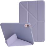  iPad 10.9 2022, iPad 11 2025 A16 készülékhez vászonmintás PU + szilikon háromra hajtható tablet tok (lila) tok