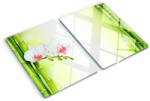 tulup Edzett üveg vágódeszka, Tulup, Orchidea és bambusz, Zöld, 2x40x52 cm, 010010520020000006493 (010010520020000006493)