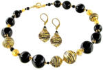 Lampglas Set de bijuterii de luxGold en Tiger din perle Lampglas cu aur de 24 de carate CQ5 (colier, cercei)